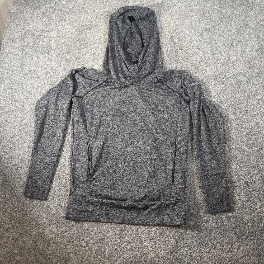 Columbia Hoodie Mens Small Gray Stretch Jersey Pullover Thumbholes Pockets